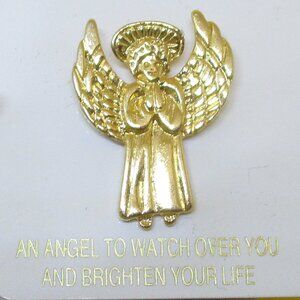Guardian Angel Brooch Guardian Angel Lapel Pin Tie Tac Pin Gold Tone Tack Pin